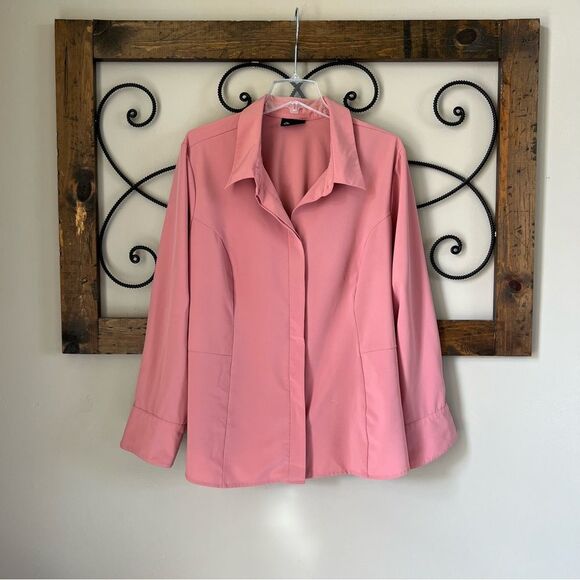 Lane Bryant Classic Button Long Sleeve Mauve Career Casual Blouse PLUS 24-26 - Picture 2 of 11